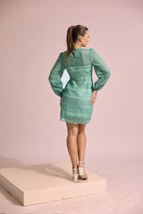 Aqua Bloom Mini Dress