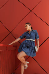 Blue Horizon Tiered Denim Dress