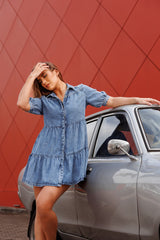 Blue Horizon Tiered Denim Dress