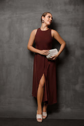 Meridian Slit High Neck Dress