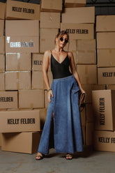 The Verve Side-Slit Denim Skirt