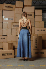 The Verve Side-Slit Denim Skirt