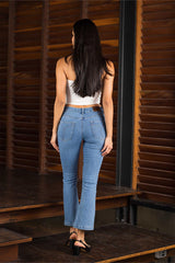 Stella mid waist boot cut jean