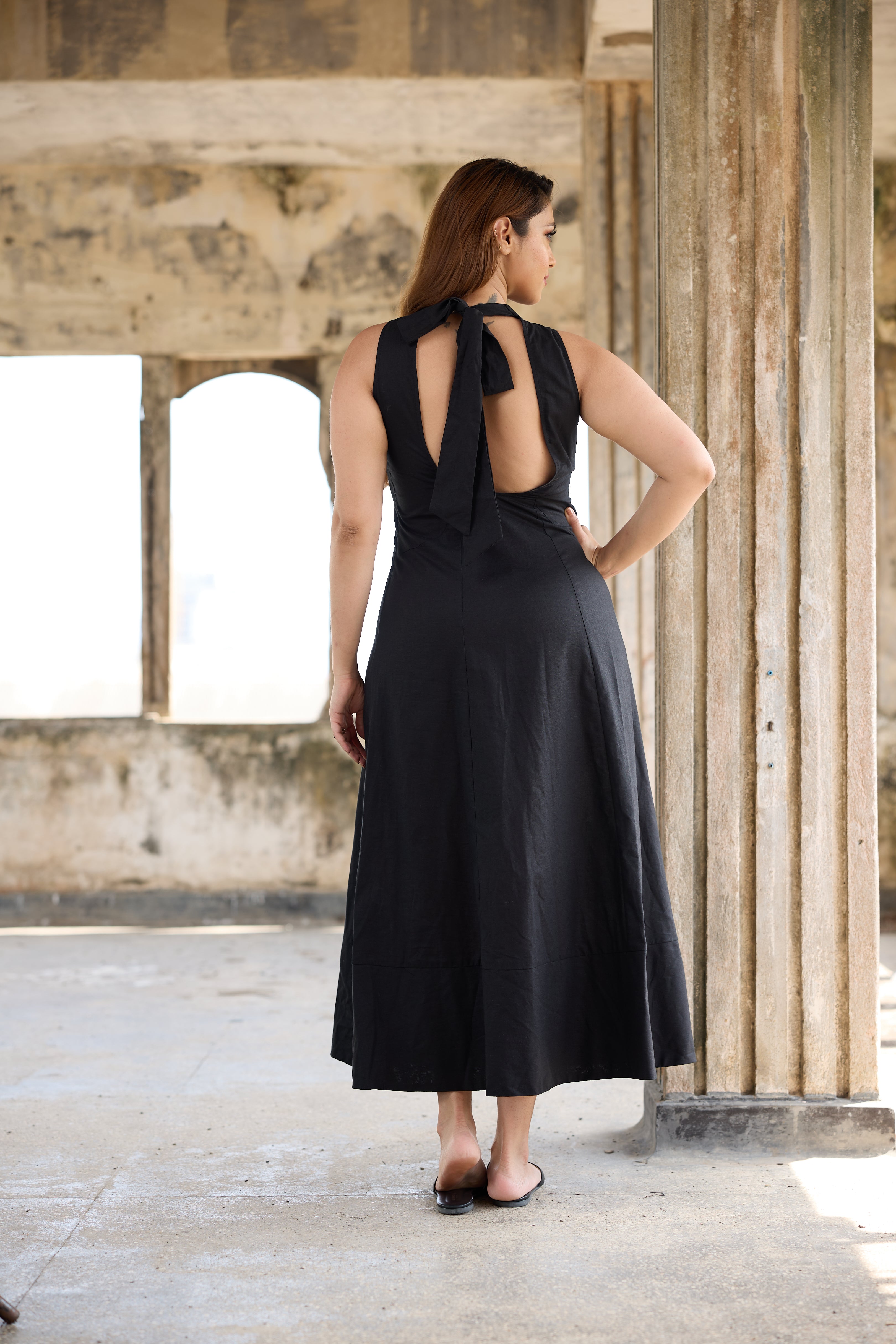 Seina Drape Linen Dress