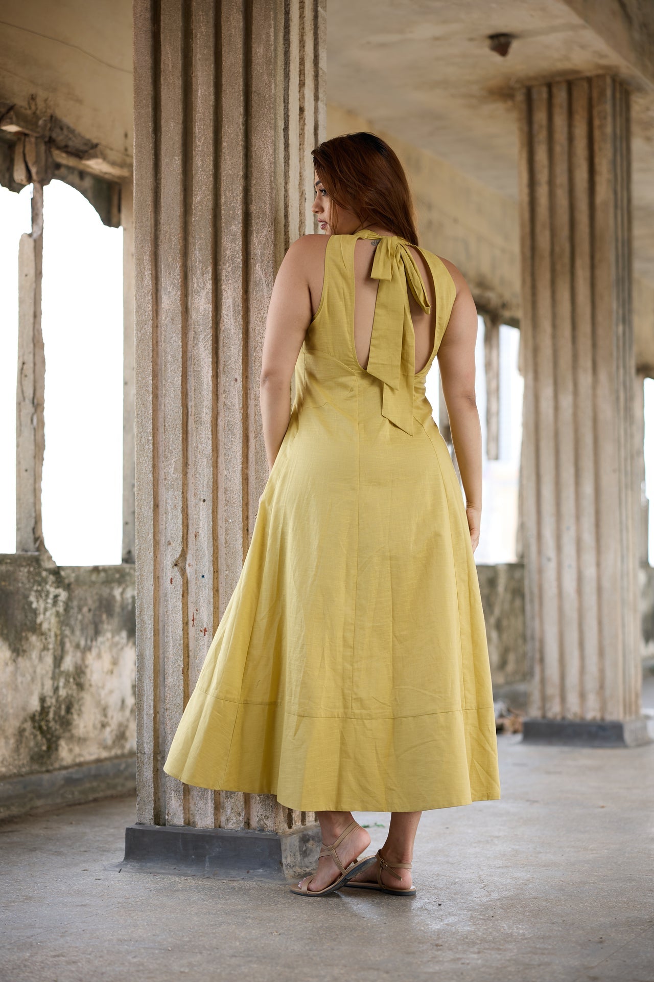 Seina Drape Linen Dress