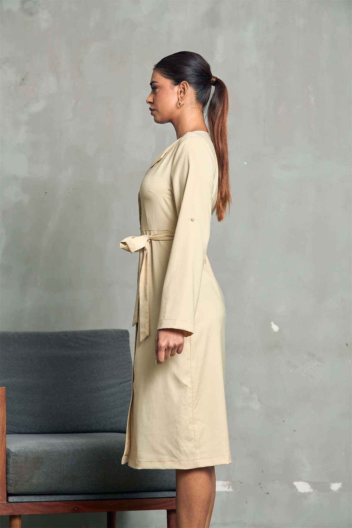 Sandstone Elegance Shirt Dress