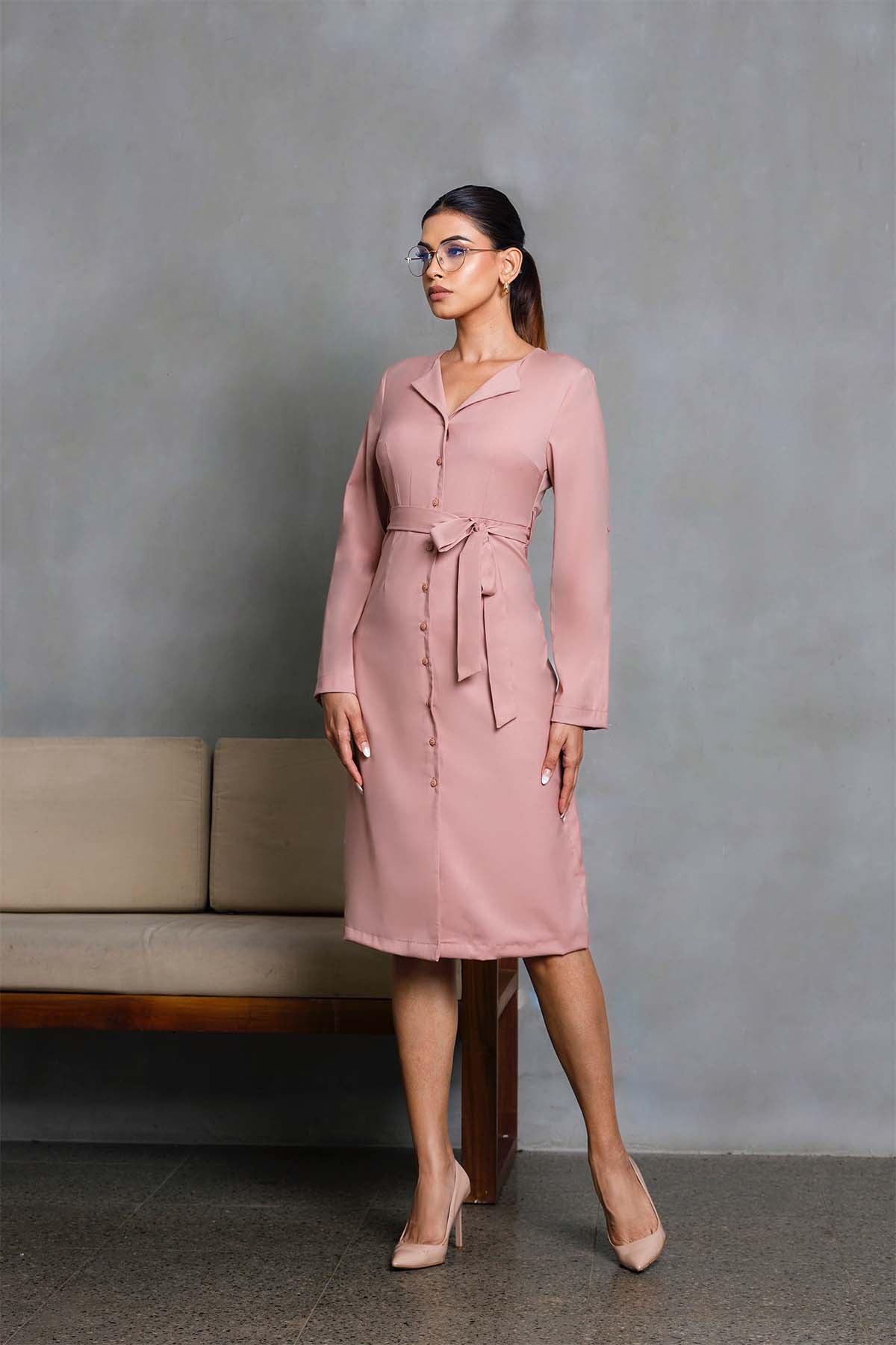 Sandstone Elegance Shirt Dress