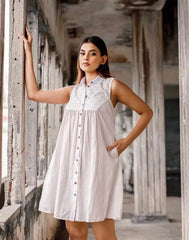 Ivory Illusion Linen Dress