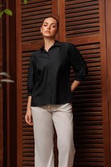 Soft Puff Button Down Top