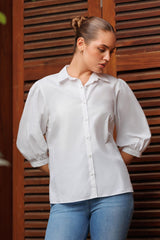 Soft Puff Button Down Top