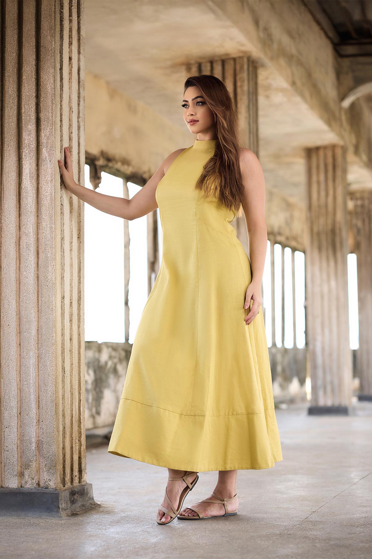 Seina Drape Linen Dress