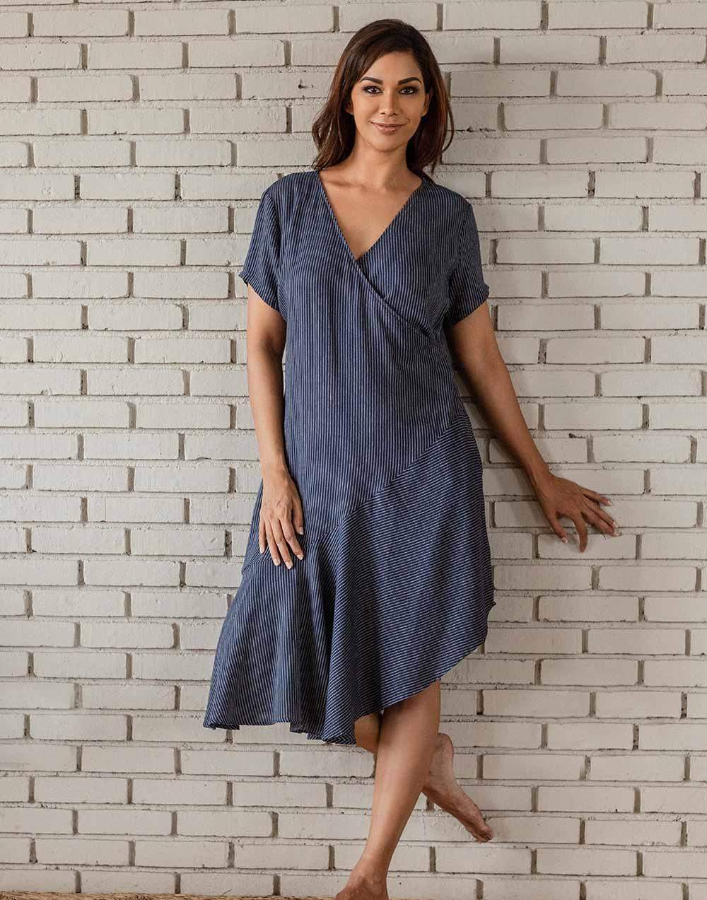 Top Front Wrap Frill Dress