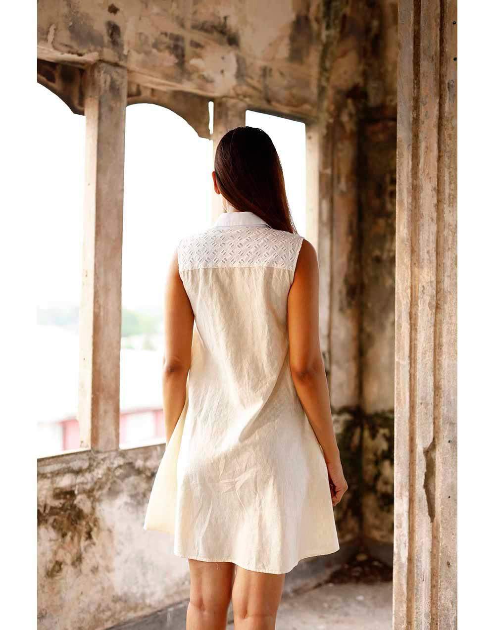 Ivory Illusion Linen Dress