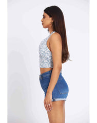 Claudia Floral Halter Neck Crop Top