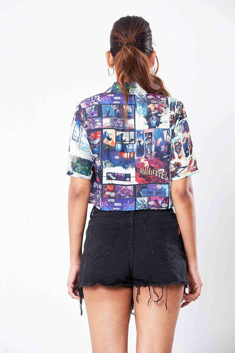 Amelie Casual Printed Button Down Crop top