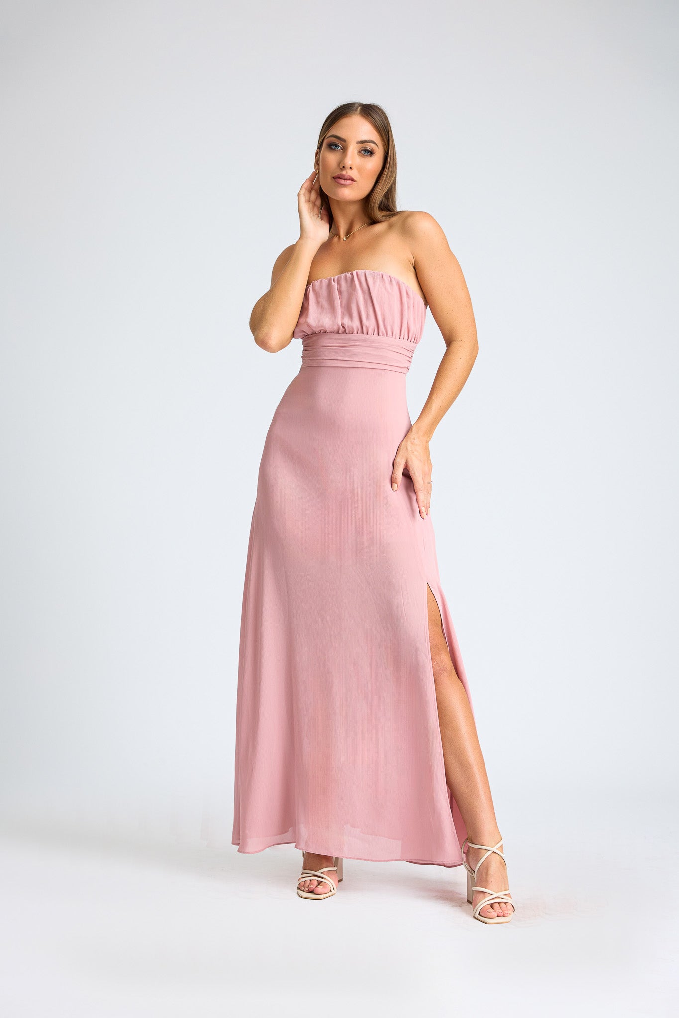 Slit & Sway Strapless Maxi