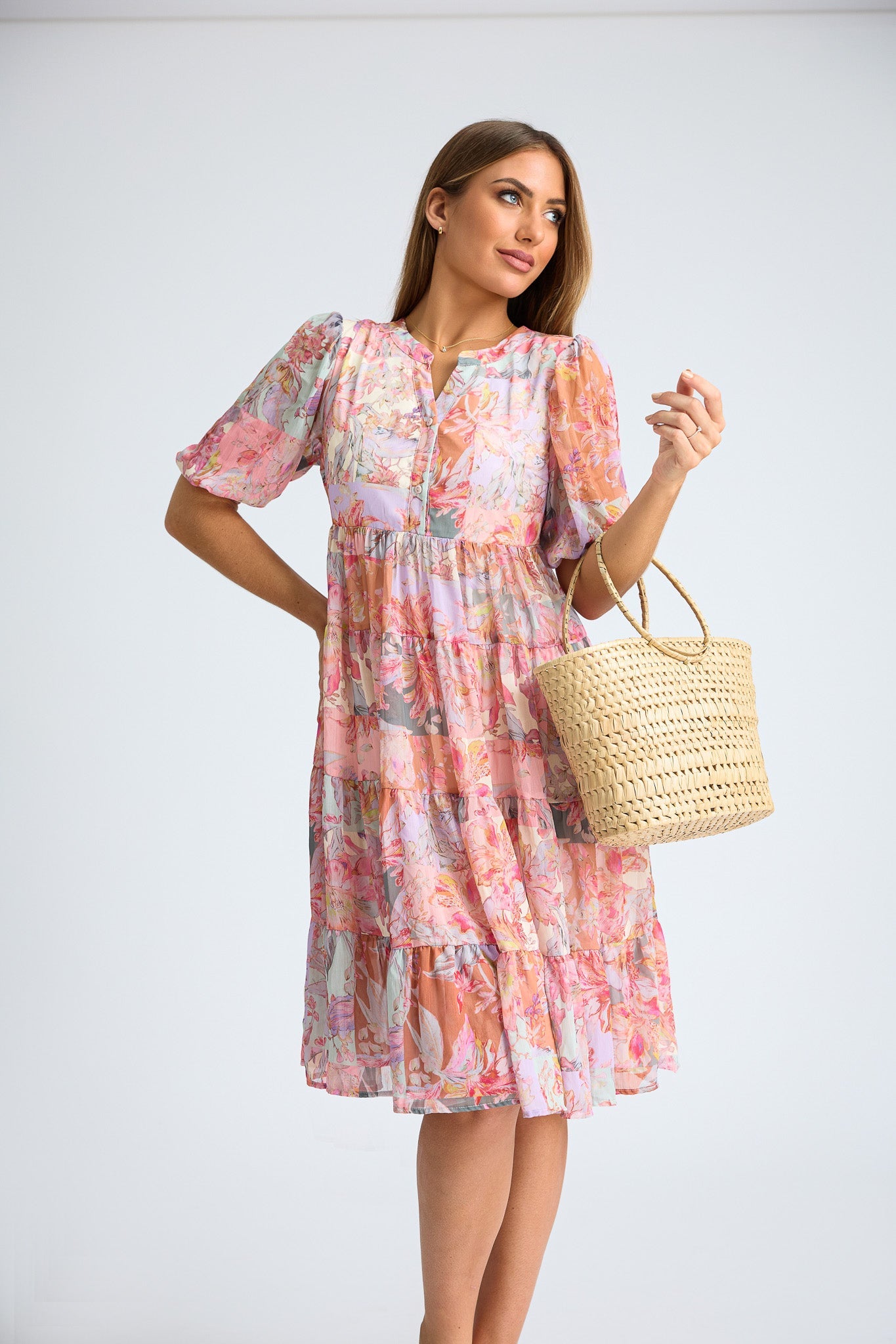 Graceful Layered Midi Dress