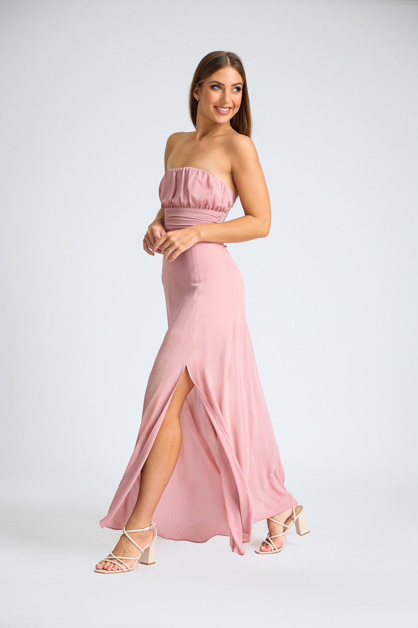 Slit & Sway Strapless Maxi
