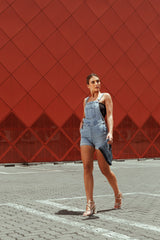 Casual Pocket Denim Bib Short