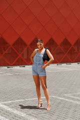 Casual Pocket Denim Bib Short