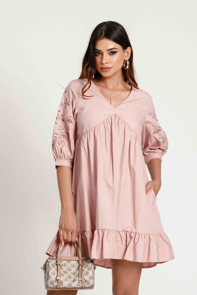 Rovana Puff Sleeve Short Dress