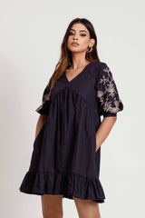 Rovana Puff Sleeve Short Dress