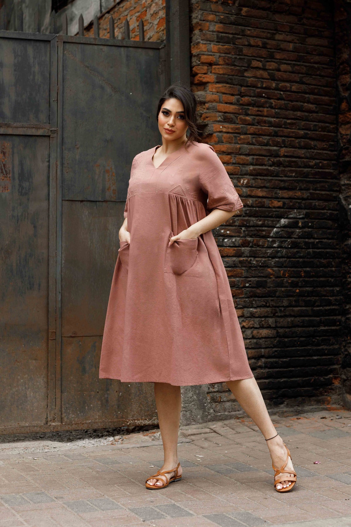 Sun Bloom Linen Dress