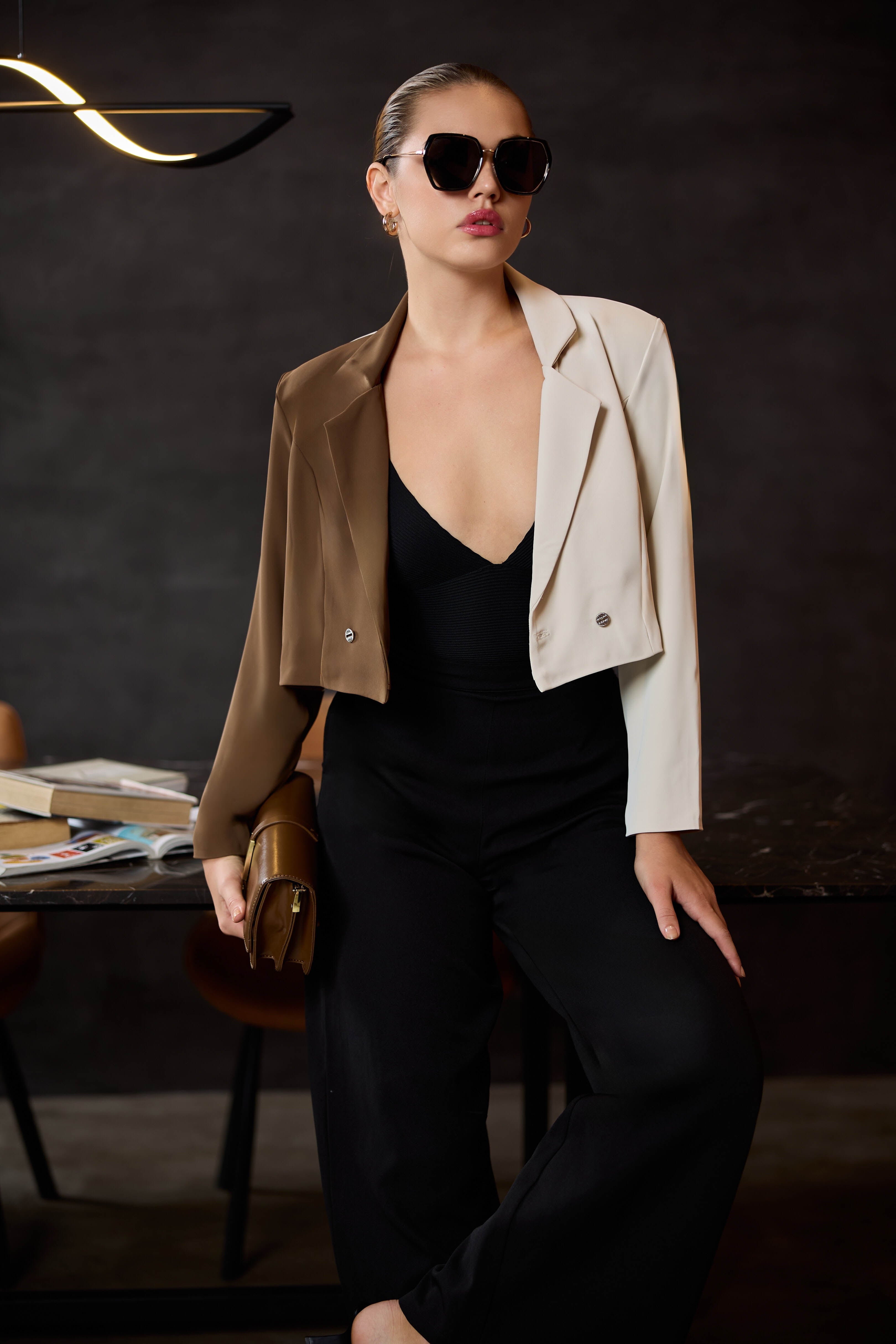 Color Block Two Way WW Crop Blazer