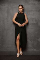 Meridian Slit High Neck Dress