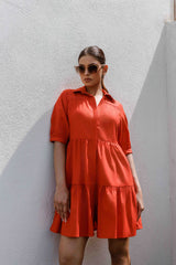 Maya Button Down Frill Dress (In store by January 10th )