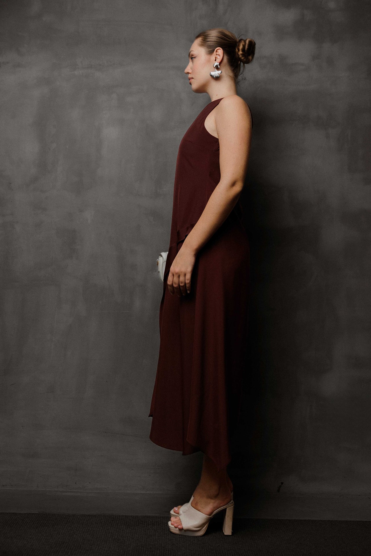 Meridian Slit High Neck Dress