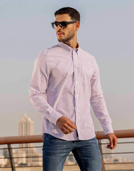 Conqueror's Long Sleeve Shirt - Purple Stripe