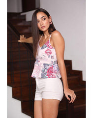 Rose Printed Strappy Top