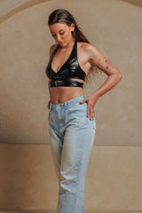 Denim straight leg jean