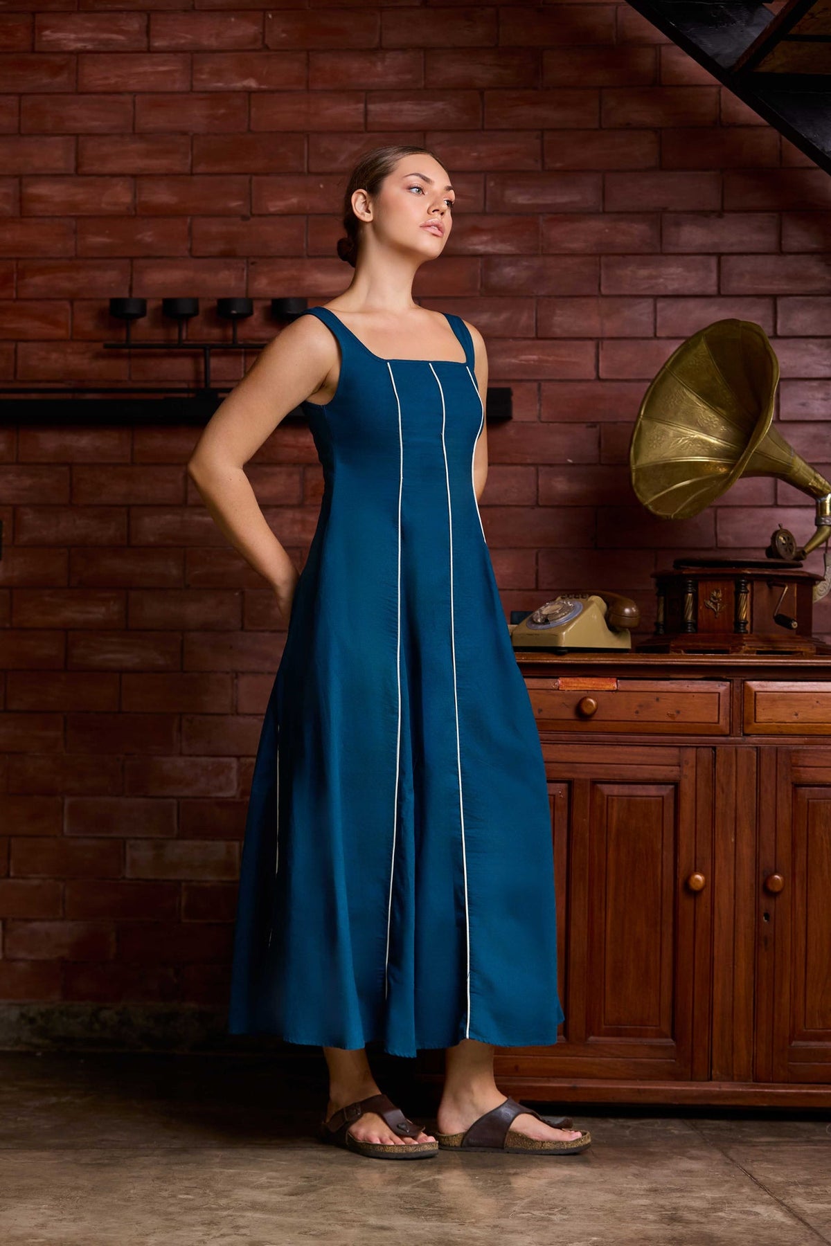 Bloom Touched Linen Dress