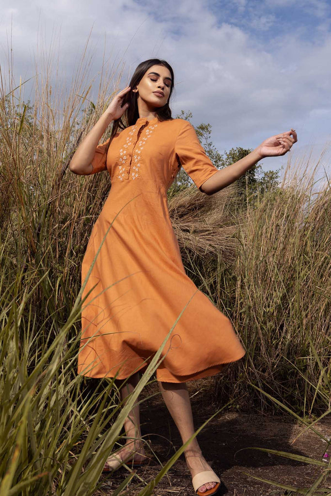 Summer Diary Embroidery Linen Dress