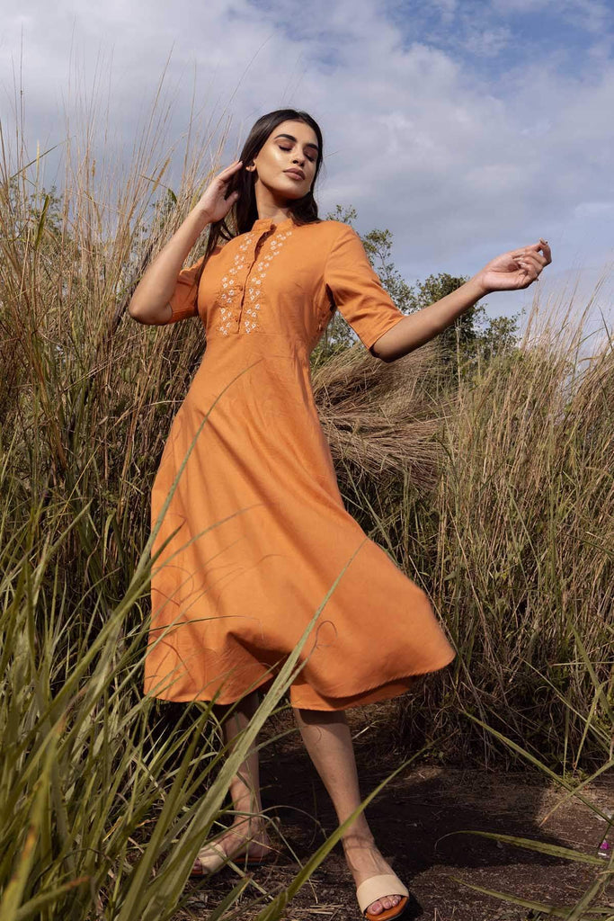 Summer Diary Embroidery Linen Dress